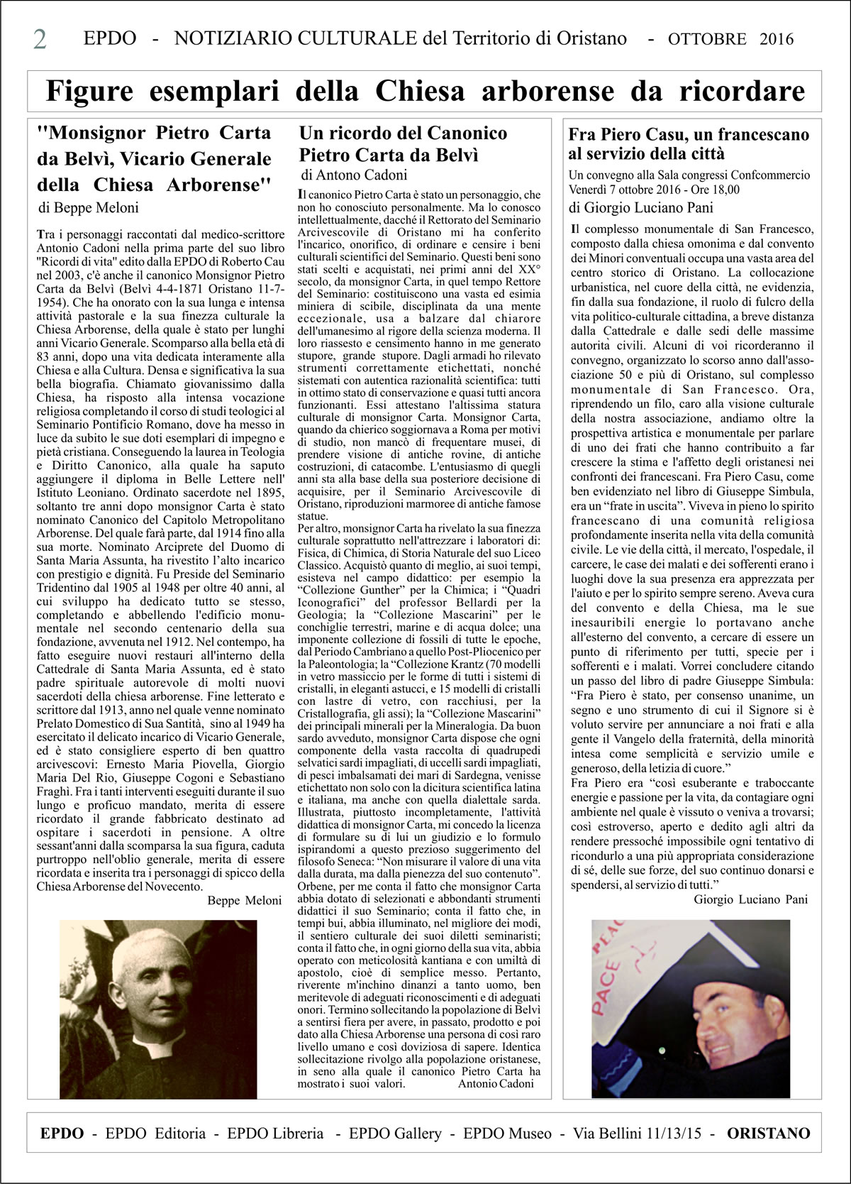 Notiziario Culturale EPDO - Oristano